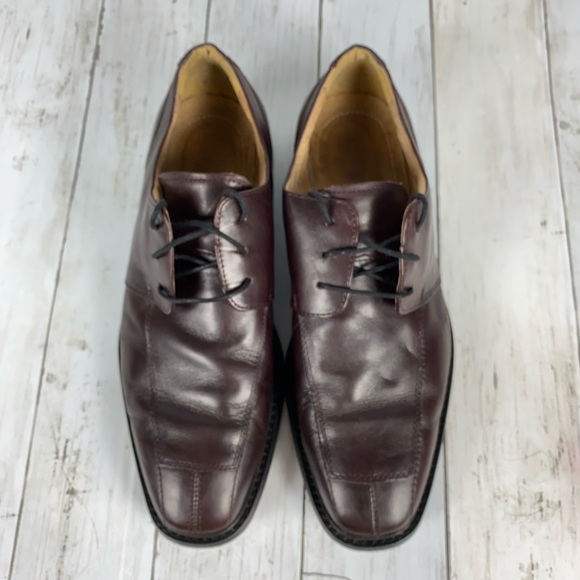 Florsheim Mens Size 10 D Burgundy Leather Oxfords Split Toe Lace Up Shoes - Picture 5 of 11